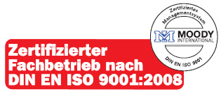 Zertifizierter Fachbetrieb nach DIN EN ISO 9001:2008